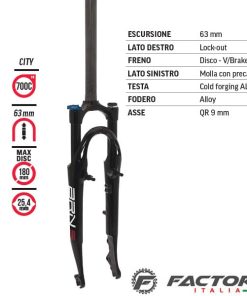 Forcella City 28 ammortizzata a filetto BRN Pitch 22.2